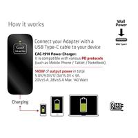 Club 3D Travel Charger 140 Watt GaN technology, Single port USB Type-C oplader - thumbnail