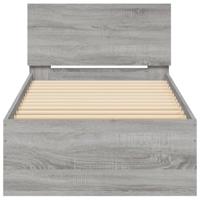 Bedframe met hoofdbord bewerkt hout grijs sonoma 75x190 cm - thumbnail