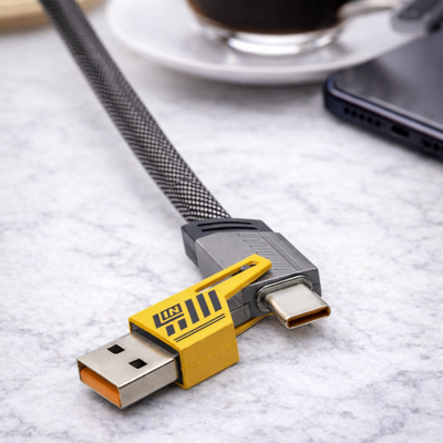 4-in-1 Snellaadkabel - USB-C, Lightning, Micro-USB - 1m - Duurzaam