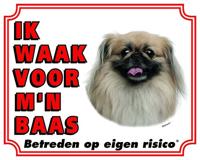 Pekingees Waakbord - Ik waak voor mijn baas Blond - thumbnail
