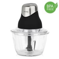 Mini elektrische hakmolen - H.Koenig - LEO8 - 320 W - Glazen kom van 1 L - Roestvrijstalen messen - Mat zwart en chroom - thumbnail