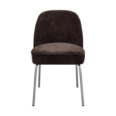 Woood Vogue eetkamerstoel chenille donkerbruin chrome