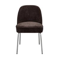 Woood Vogue eetkamerstoel chenille donkerbruin chrome - thumbnail