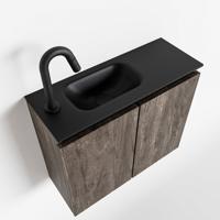 MONDIAZ TURE 60cm toiletmeubel dark brown. EDEN wastafel urban links 1 kraangat - thumbnail