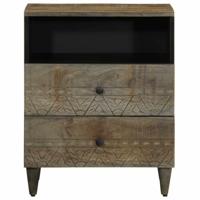 Nachtkastje 50x33x60 cm massief mangohout lichtgrijs - thumbnail