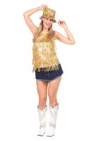 Party top goud metallic franjes pailletten - thumbnail