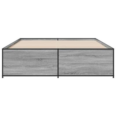 Bedframe bewerkt hout metaal grijs sonoma eiken 160x200 cm