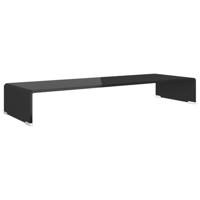 Tv-meubel/monitorverhoger zwart 90x30x13 cm glas - thumbnail