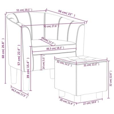 Kuipstoel met voetenbankje kunstleer bruin Kuipstoel met voetenbankje kunstleer bruin