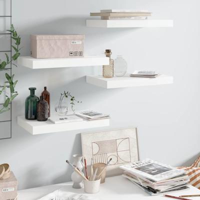 VidaXL Wandschappen zwevend 4 st 40x23,5x3,8 cm mdf hoogglans wit