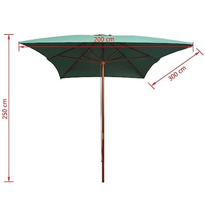 VidaXL Parasol met houten paal 200x300 cm groen