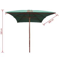 Parasol met houten paal 200x300 cm groen - thumbnail