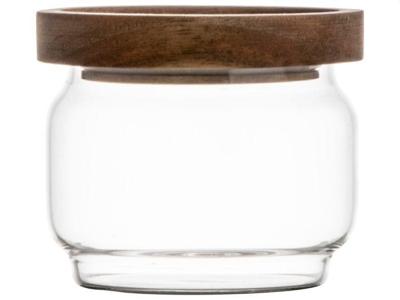 Gusta Voorraadpot Glas/acacia 9x8,5cm