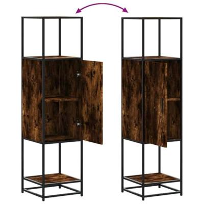 Hoge kast 35,5x35x139 cm bewerkt hout en metaal gerookt eiken Hoge kast 35,5x35x139 cm bewerkt hout en metaal gerookt eiken