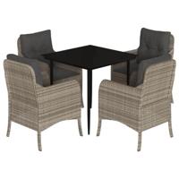 5-delige Tuinset met kussens poly rattan lichtgrijs - thumbnail