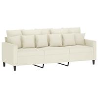 3-delige Loungeset met kussens fluweel crèmekleurig - thumbnail