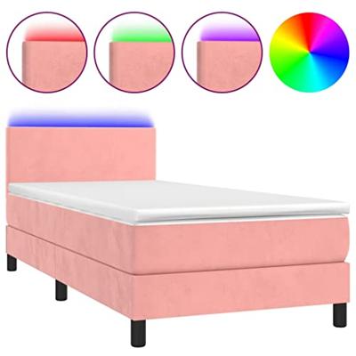 Boxspring met matras en LED fluweel roze 90x200 cm