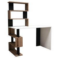 Homemania Computerbureau Snap 120x60x148,2 cm wit zwart walnootkleurig - thumbnail