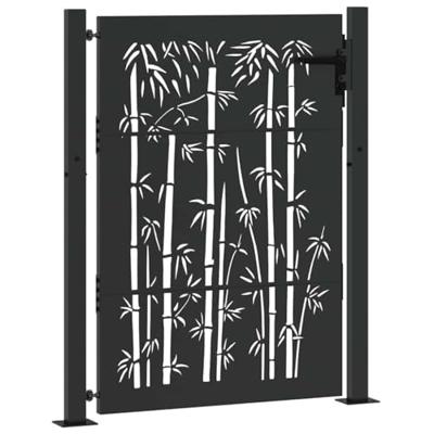Tuinpoort, Tuinpoort 105x75 cm Cortenstaal Bamboe Ontwerp Zwart