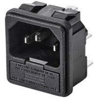 TRU COMPONENTS TC-10088372 Apparaatstekker (koud) Stekker, inbouw verticaal Totaal aantal polen: 3 10 A Zwart 1 stuk(s) - thumbnail