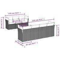 8-delige Loungeset met kussens poly rattan beige - thumbnail