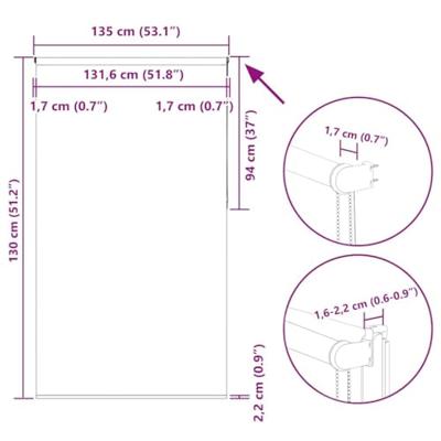 Rolgordijn verduisterend 135x130 cm stofbreedte 131,6 cm