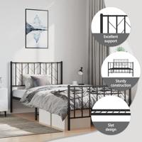 Bedframe met hoofd- en voeteneinde metaal zwart 100x200 cm - thumbnail