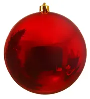 Decoris kerstbal Plastic kerstrood glans 14cm - thumbnail