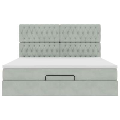 Ottoman bed met matrassen en LED's 180x200cm fluweel lichtgrijs