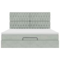 Ottoman bed met matrassen en LED's 180x200cm fluweel lichtgrijs - thumbnail