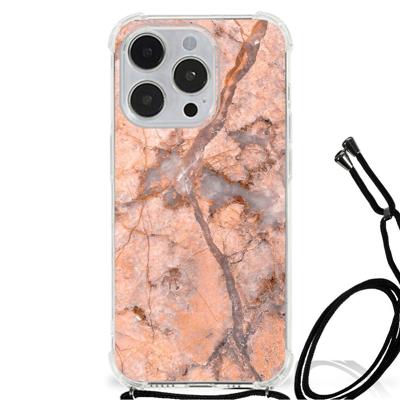 iPhone 14 Pro Anti-Shock Hoesje Marmer Oranje iPhone 14 Pro Anti-Shock Hoesje Marmer Oranje