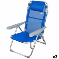 Strandstoel Aktive Opvouwbaar Blauw 48 x 90 x 60 cm (2 Stuks) - thumbnail
