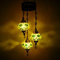 Oosterse Hanglamp Mozaïek 3 bollen - Groen Design 2 H110cm - M - thumbnail