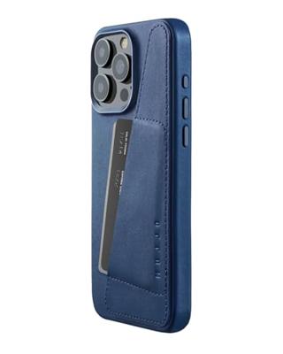 Mujjo Leather Wallet Case iPhone 15 Pro Max blauw