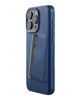 Mujjo Leather Wallet Case iPhone 15 Pro Max blauw - thumbnail