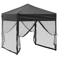Partytent inklapbaar met zijwanden 2x2 m zwart - thumbnail