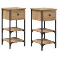 Nachtkastje met lade 2 pcs Bruin 33,5 x 36 x 70 cm - thumbnail