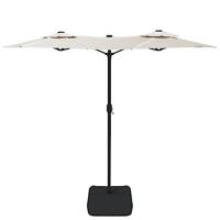 VidaXL Parasol dubbel dak met led 316x145 cm zandwit - thumbnail