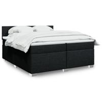 Boxspring met matras stof zwart 200x200 cm - thumbnail