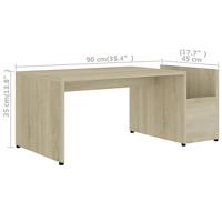 VidaXL Salontafel 90x45x35 cm bewerkt hout sonoma eikenkleurig - thumbnail