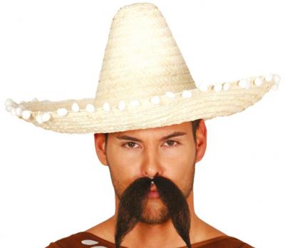 Mexicaanse Strohoed Naturel Met Bolletjes (45cm)