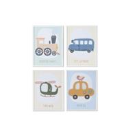 Schilderij Home ESPRIT Geel Blauw Canvas 30 x 1,8 x 40 cm (4 Stuks) - thumbnail