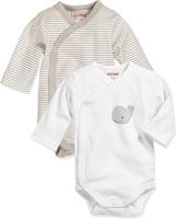 Playshoes Schnizler set 2 overslagrompers lange mouw walvis crème-56 - thumbnail