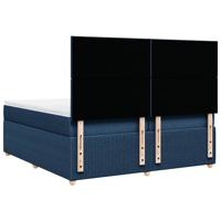 Boxspring met matras stof blauw 200x200 cm - thumbnail