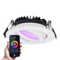Rome smart inbouwspot - IP44 waterdicht - 6 Watt 480 lumen - Kantelbaar - Lage inbouwdiepte 27mm - Wifi + Bluetooth - RGBWW - Google Home, Amazon Alexa en Siri - Wit - Voor binnen en buiten - thumbnail