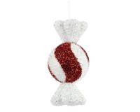 Kersthanger snoep foam rond rood / wit 20 cm - thumbnail