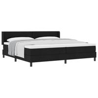 Boxspring bed met hoofdeinde Zwart 200 x 200 cm Stof en Foam - thumbnail