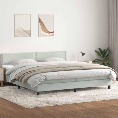 Boxspring met matras fluweel lichtgrijs 180x210 cm