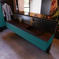 Badkamermeubelset Mondiaz Erin 200 cm met 2 Lades met RIDGE Wastafel Rechts Urban met 1 kraangat Greeploos Mat Smag - thumbnail