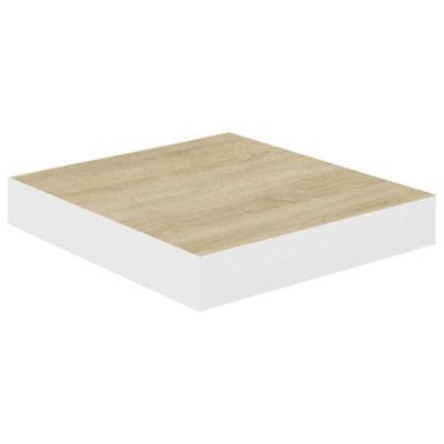 Wandschap zwevend 23x23,5x3,8 cm MDF eikenkleurig en wit